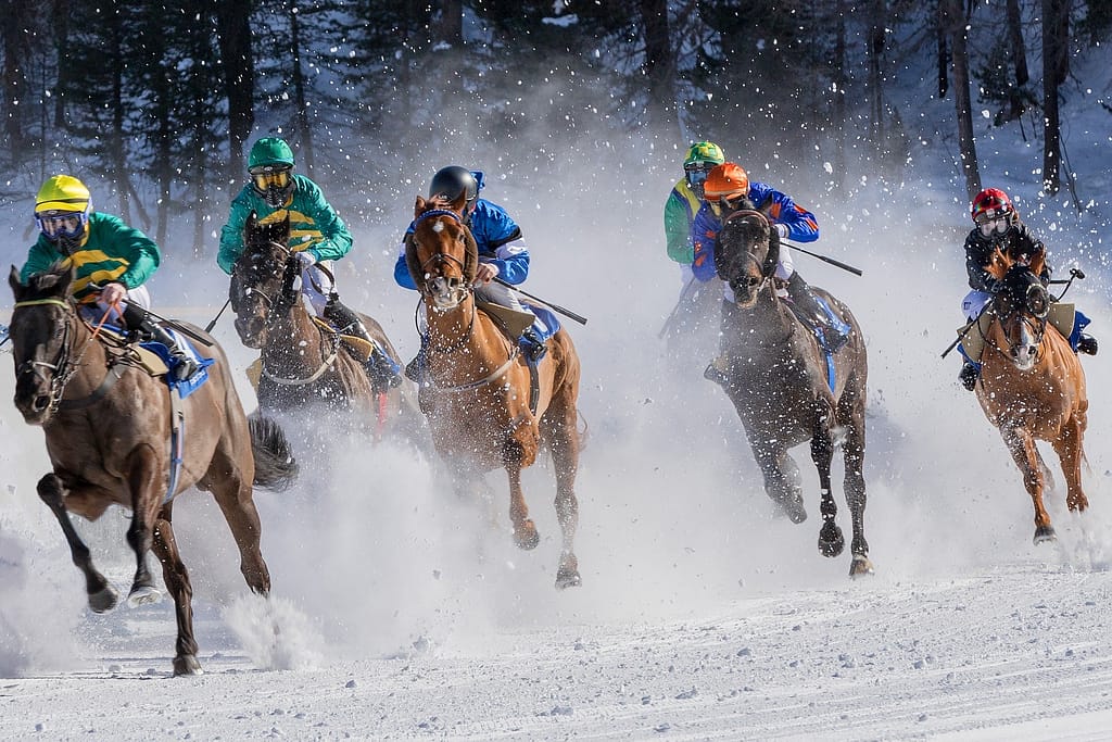 Horses racing in the now