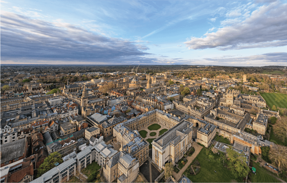 Birds eye view of Oxford's architecture