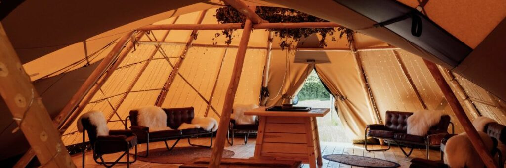 Inside tipi venue