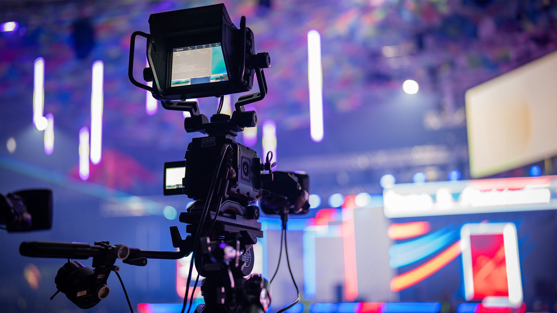 Camera set up facing stage