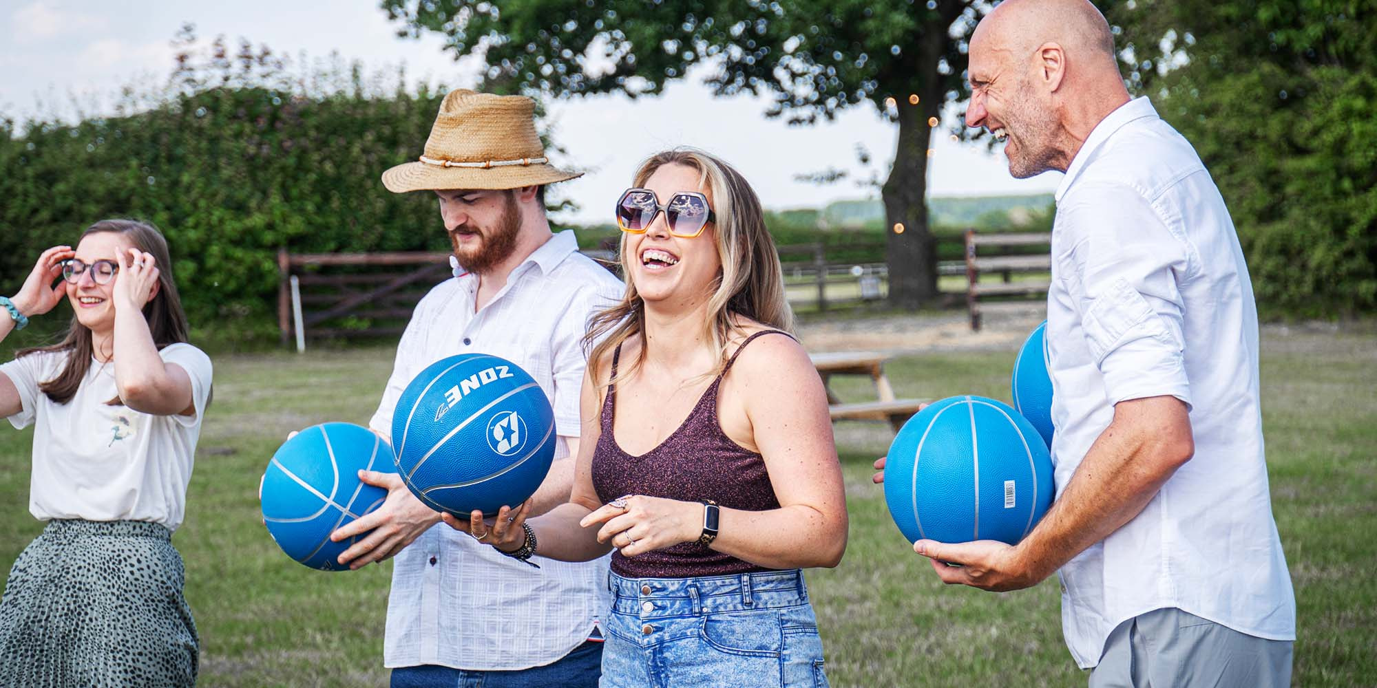 Team enjoying outdoor games