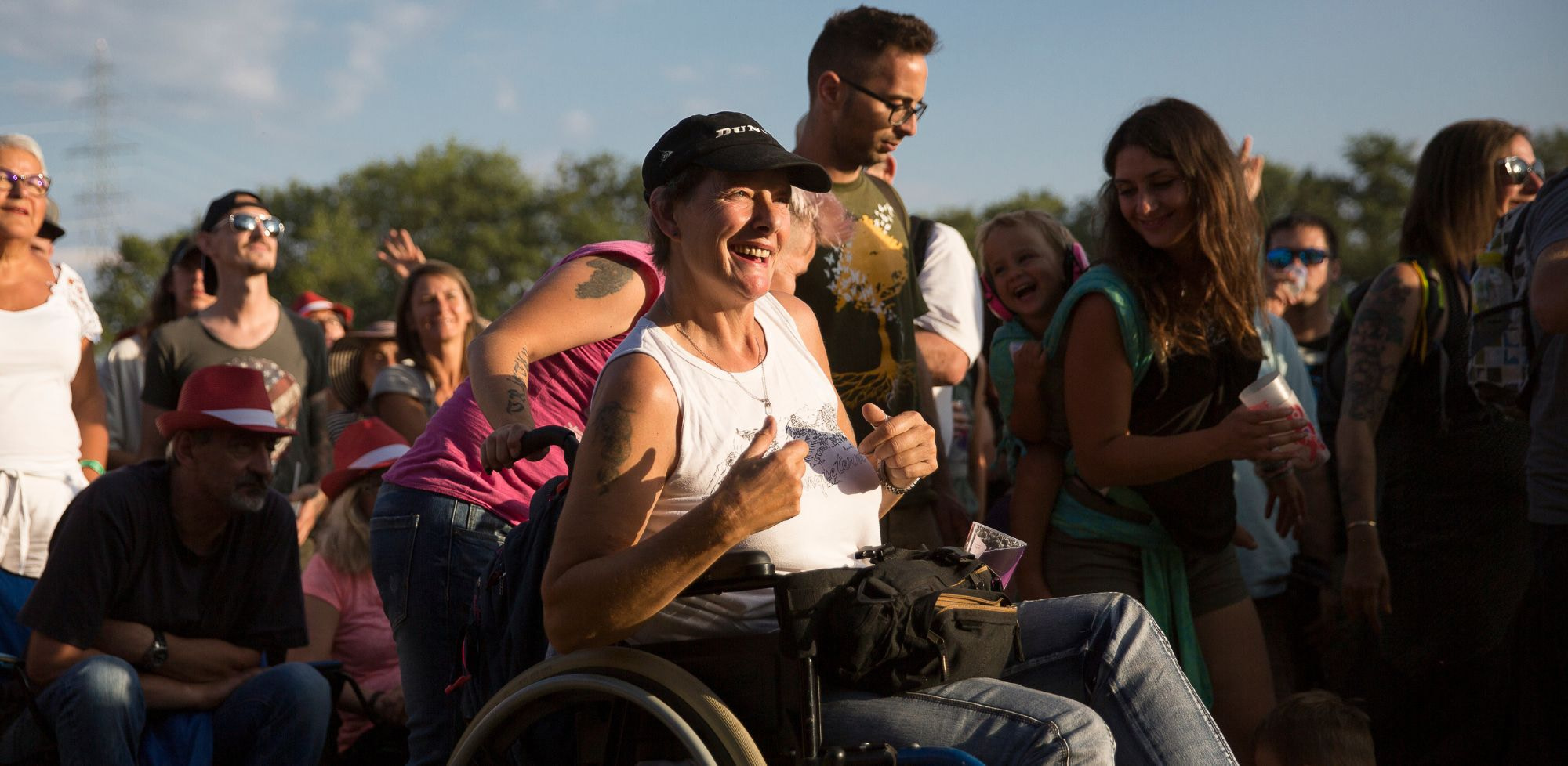 Lady in wheelchair at corporate festival