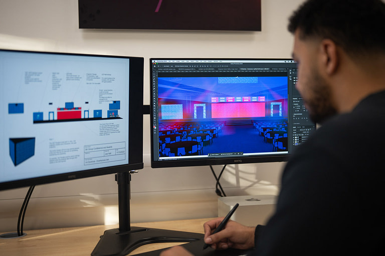 Graphic designer working on event design