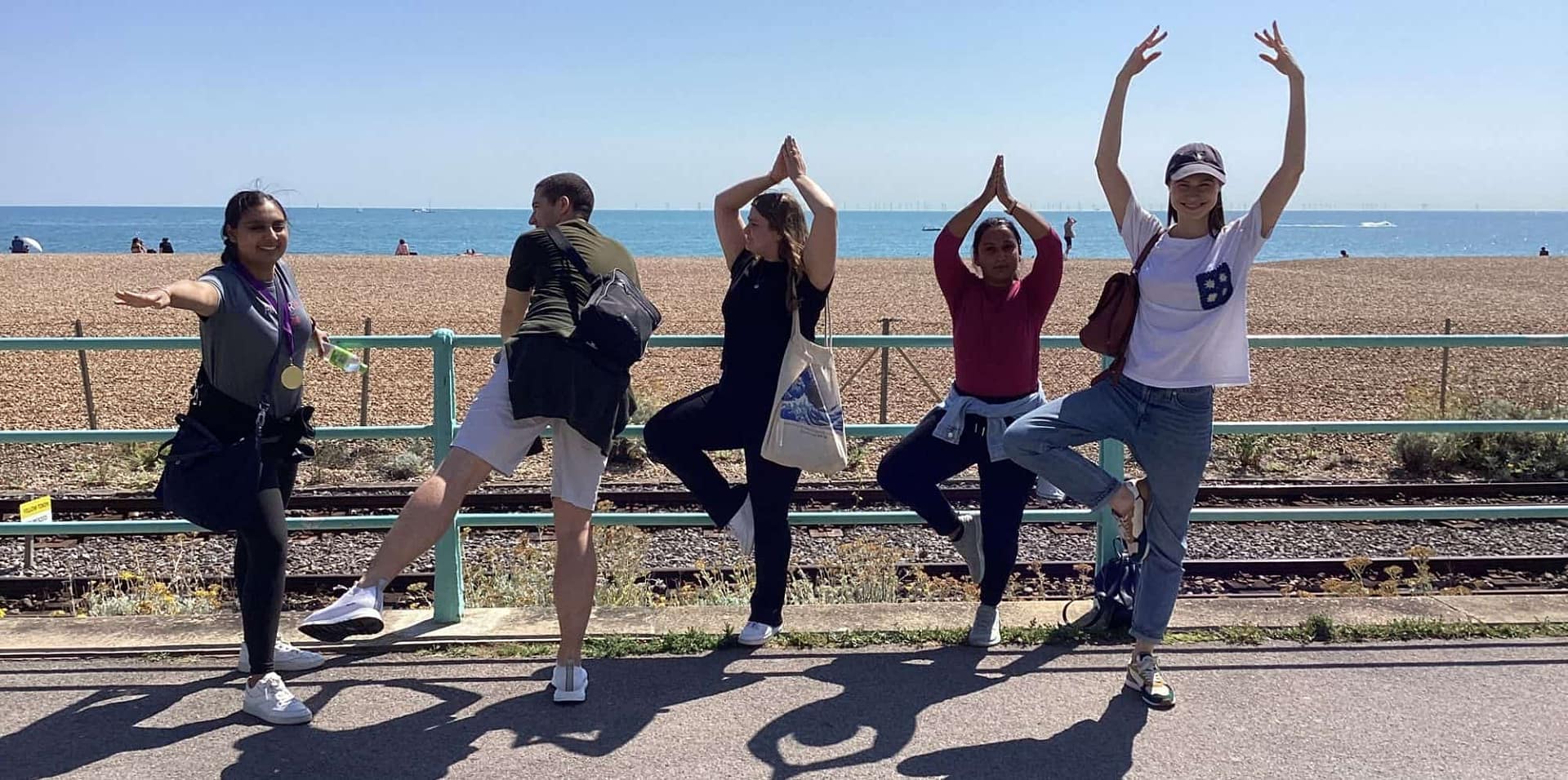 Team enjoying outdoors at Brighton Pier